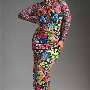 Anthropologie floral mess longe sleeve dress